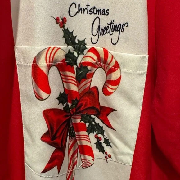 Bowling style Christmas themed Red and White button down shirt - Picture 5 of 6